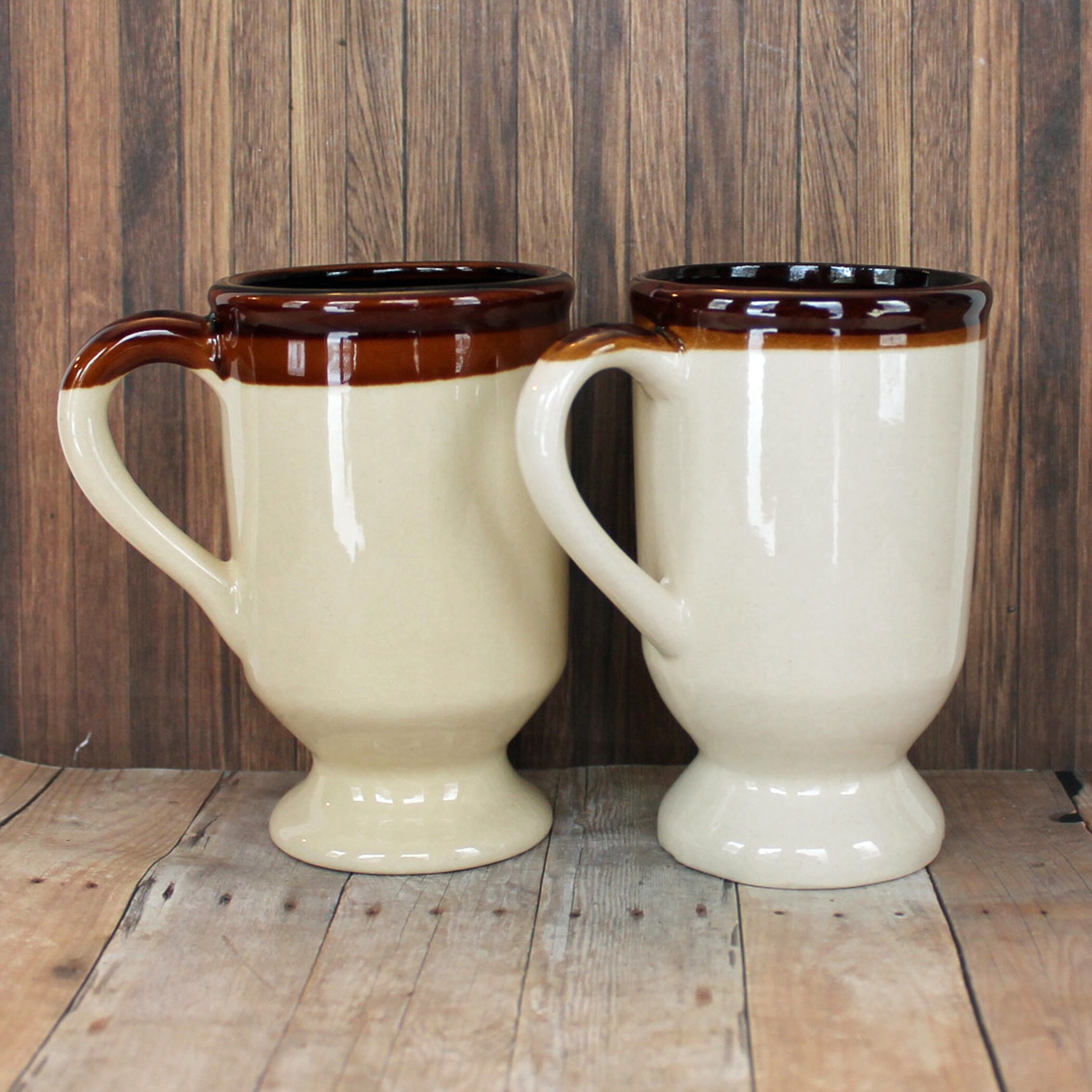 Vintage Bourbon Street New Orleans Souvenir Travel Mug Set of 2 Cream