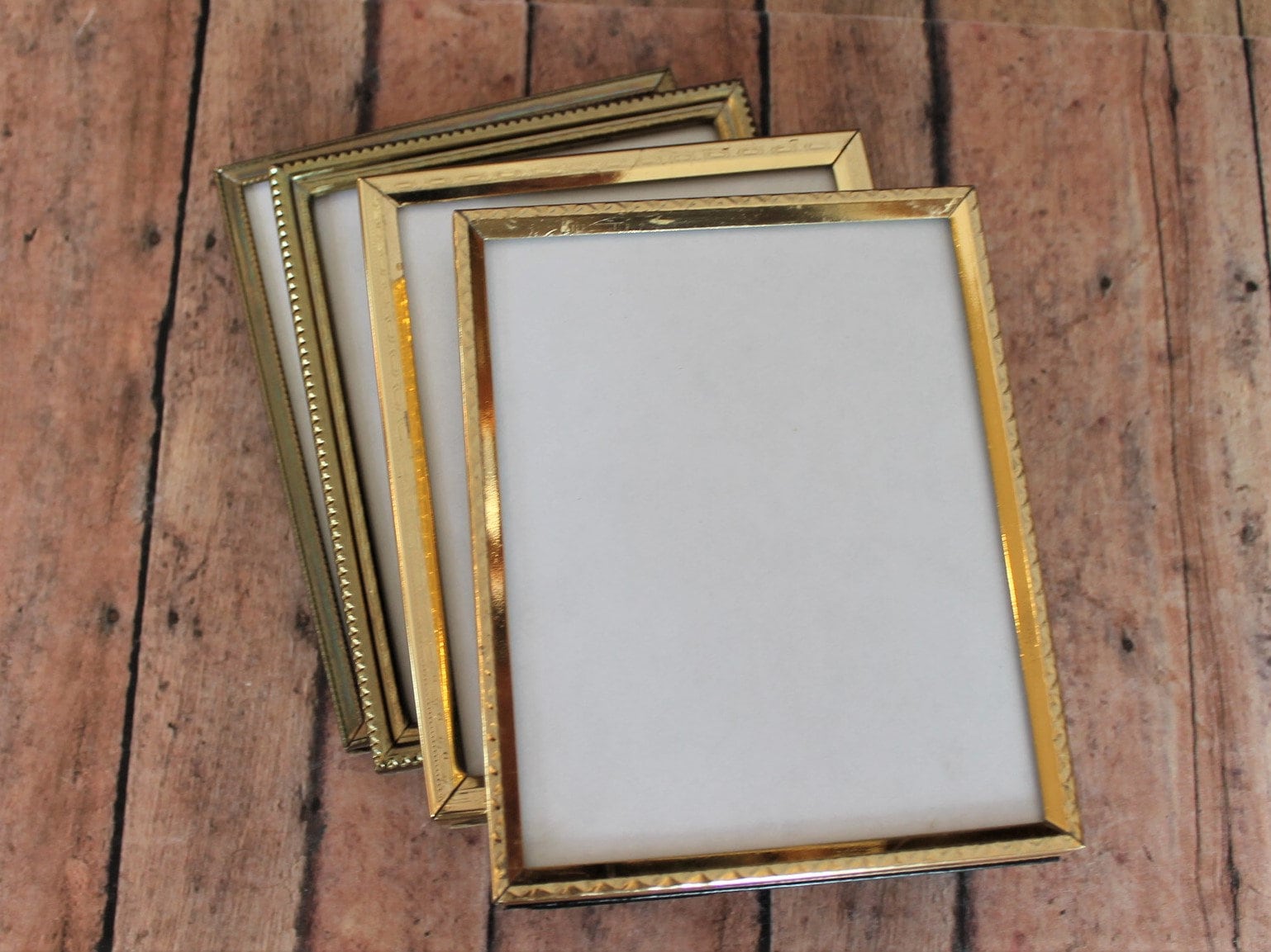 Vintage 4x5 Metal Gold Brass Colored Photo Picture Frame Set of 4