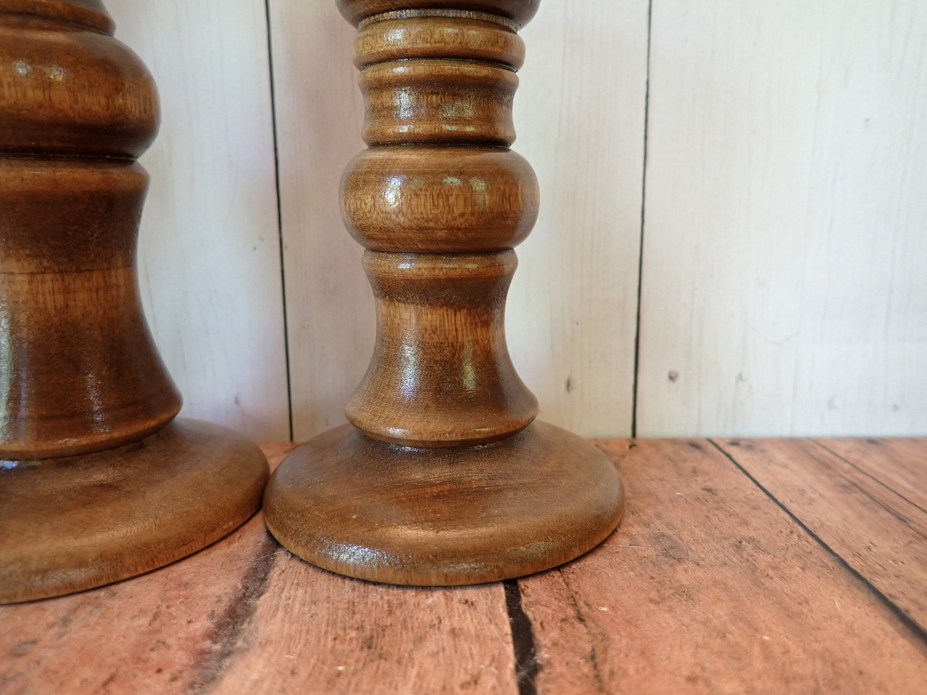 Vintage Wood Candlestick Set of 3 Wooden Taper Candle Holder Graduated ...