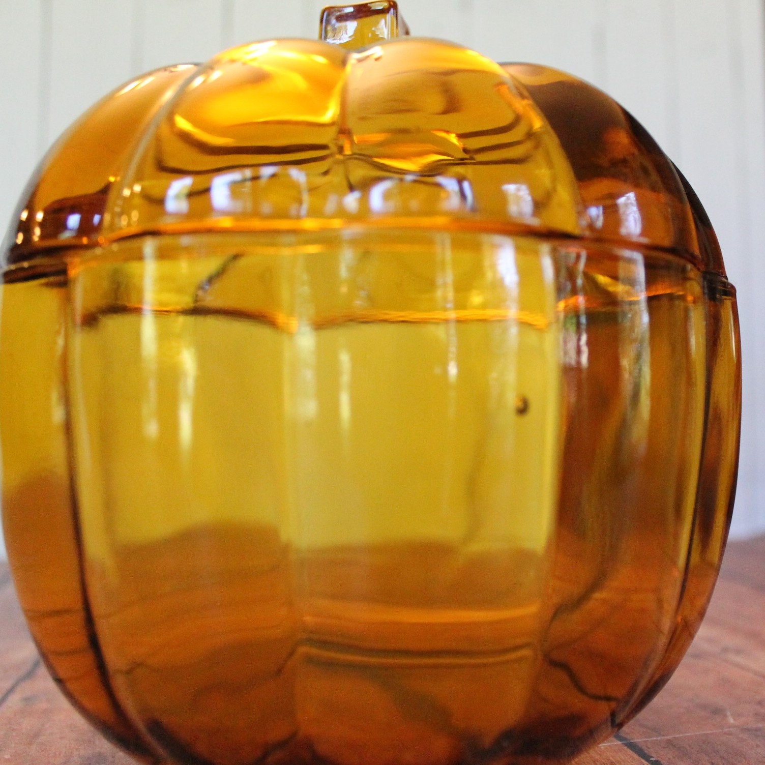 Large Vintage Glass Pumpkin Jar Anchor Hocking Cookie 