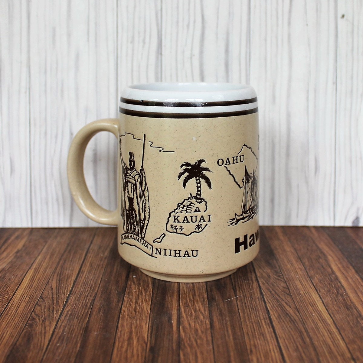 Vintage Ceramic Hawaii Souvenir Mug Stoneware Hawaiian Coffee Cup
