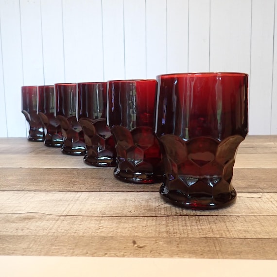 Vintage GEORGIAN Ruby Red Tumblers Set of 6