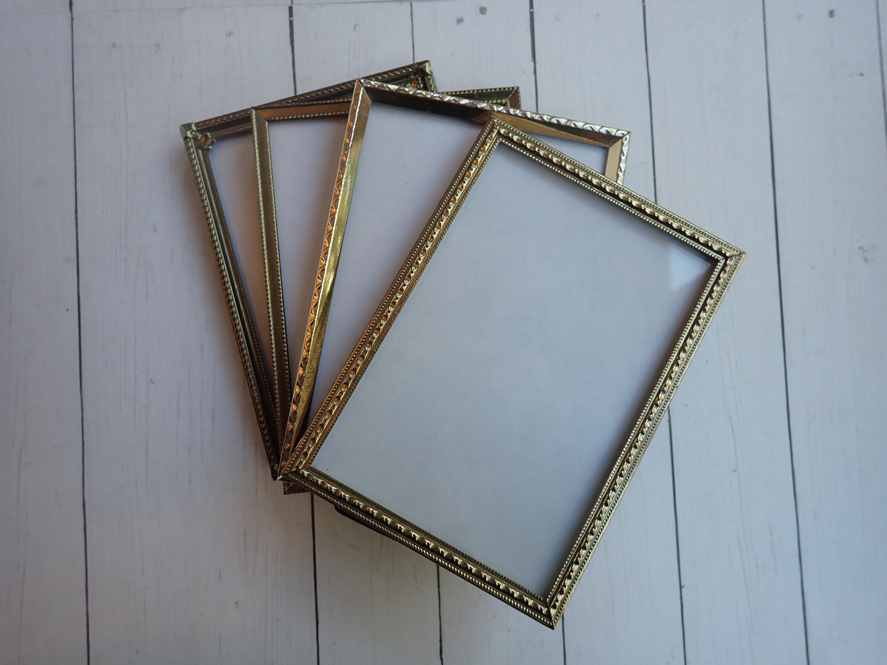 Vintage 3x5 Metal Gold Brass Colored Photo Picture Frame Set of 4