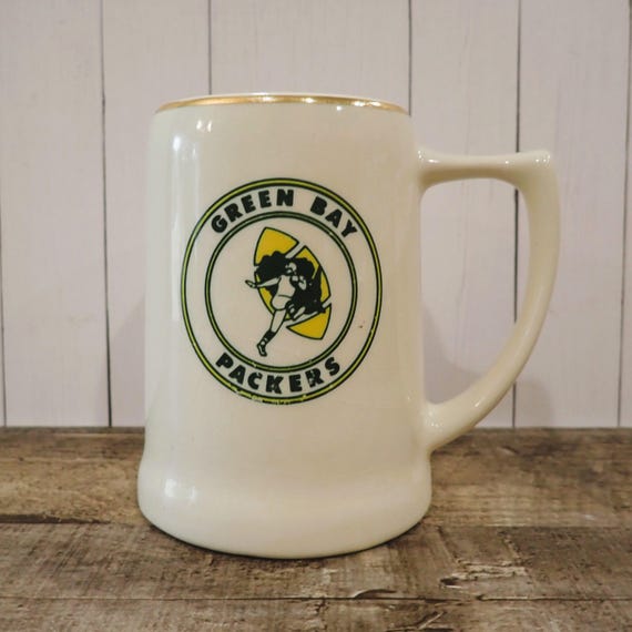 Vintage Green Bay Packers Ceramic Stein Mug 1960s Heisman Logo
