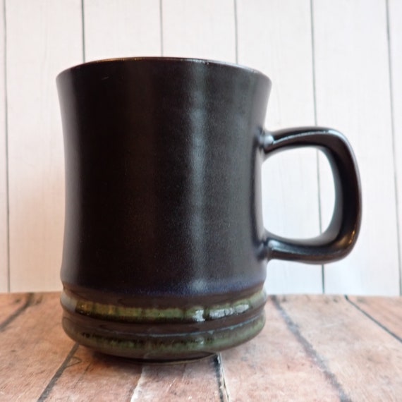 Vintage Denby KISMET BLUE Single Mug Coffee Cup Blue Stoneware with Green Bands Made in England