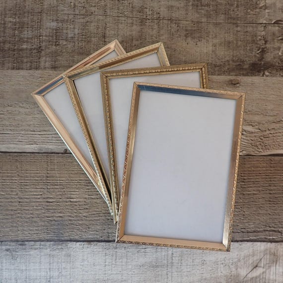 Vintage 3x5 Metal Gold Brass Colored Photo Picture Frame Set of 4 Frames 3.5" x 5" All Different Patterns