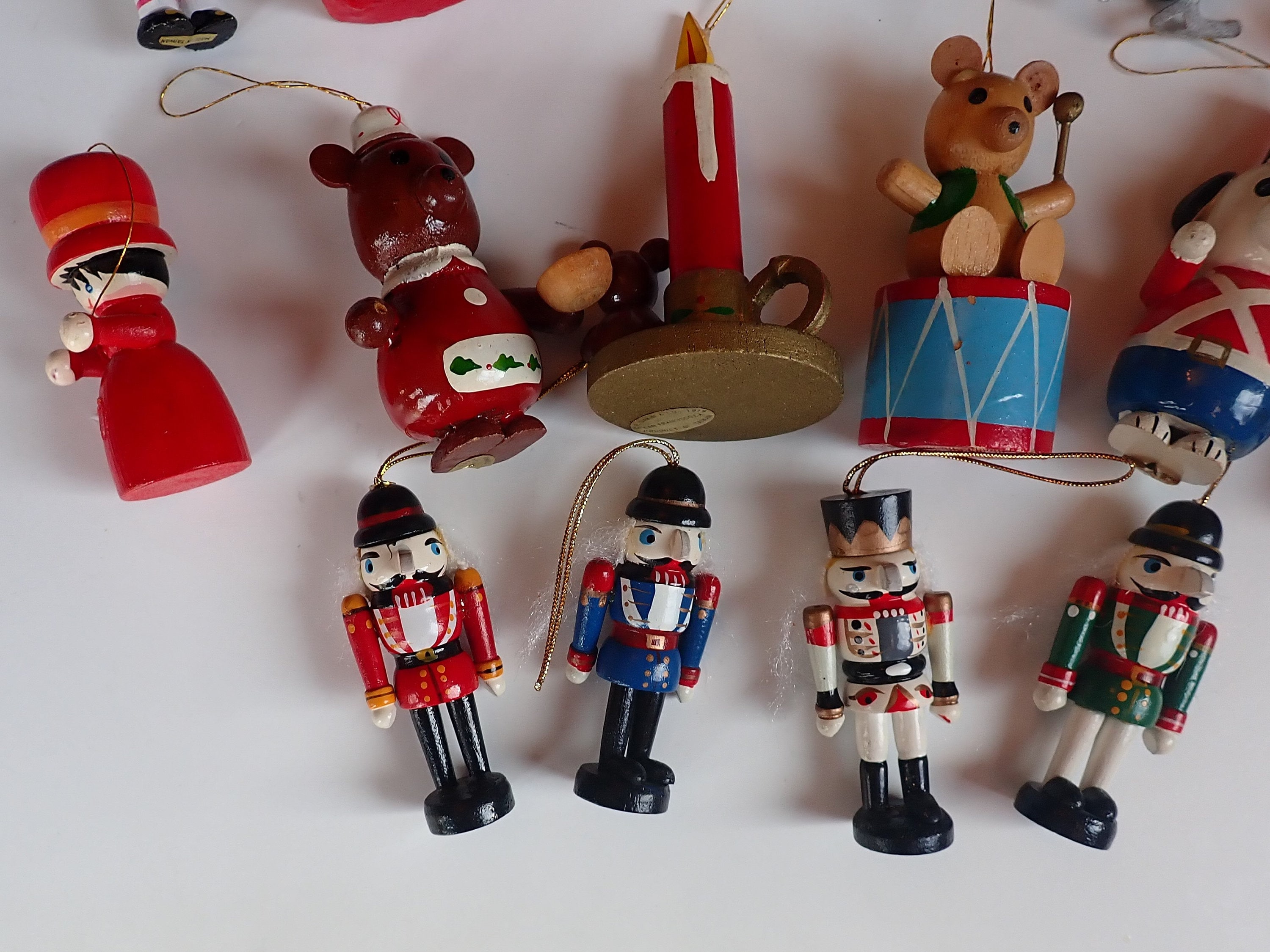 Vintage Wooden Christmas Ornaments Set of 16 Wood Ornaments Mix and