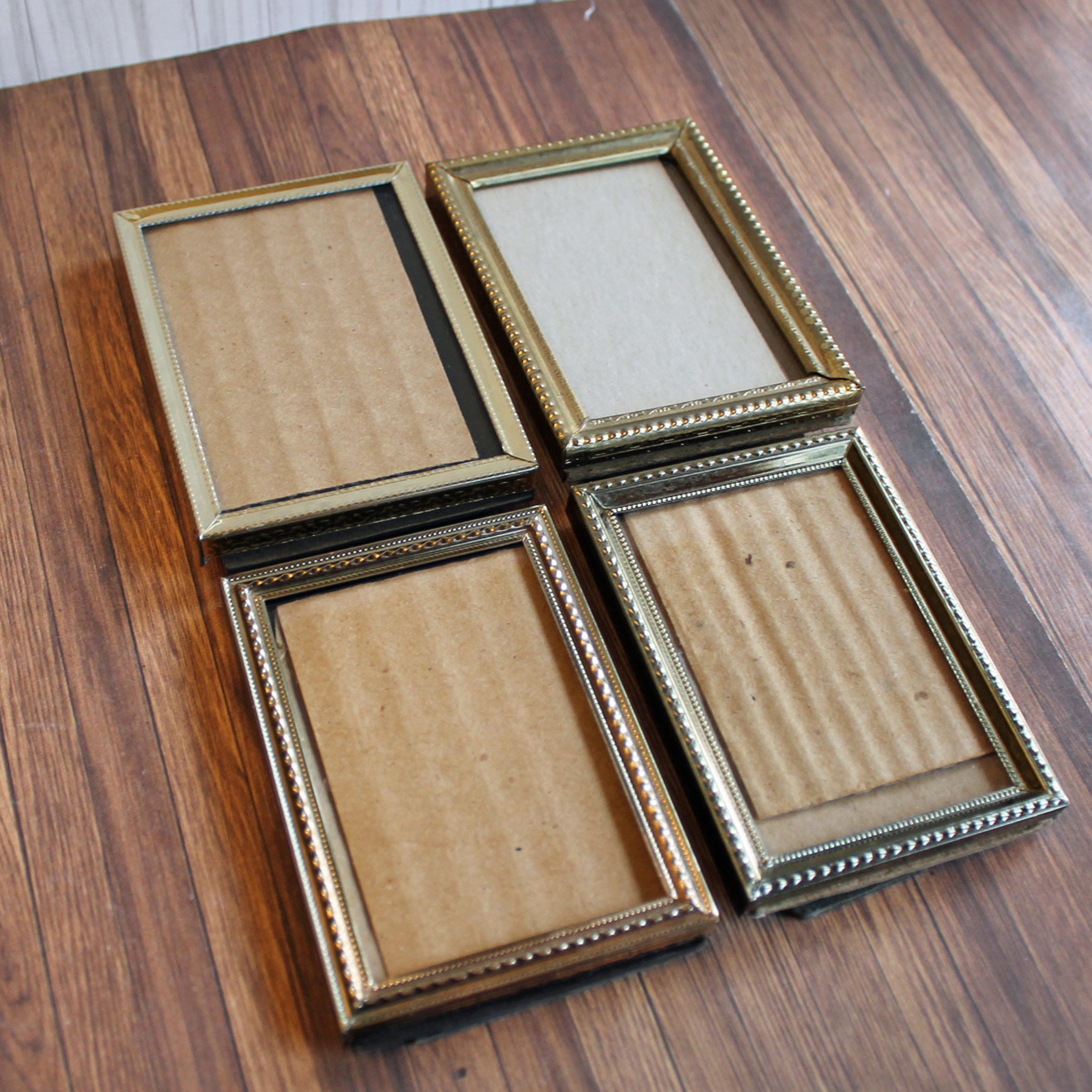 Vintage 2x3 Metal Gold Brass Colored Photo Picture Frame Set of 4