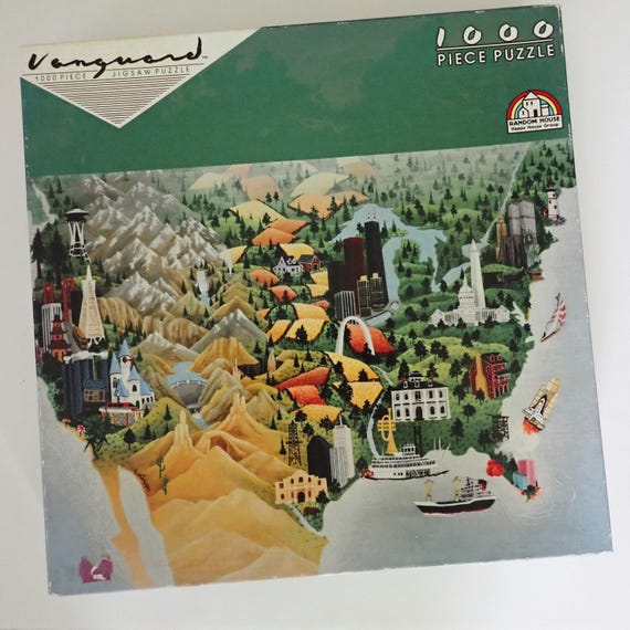 Vintage United States USA Map 1000 Piece Jigsaw Puzzle Vanguard Puzzle Random House