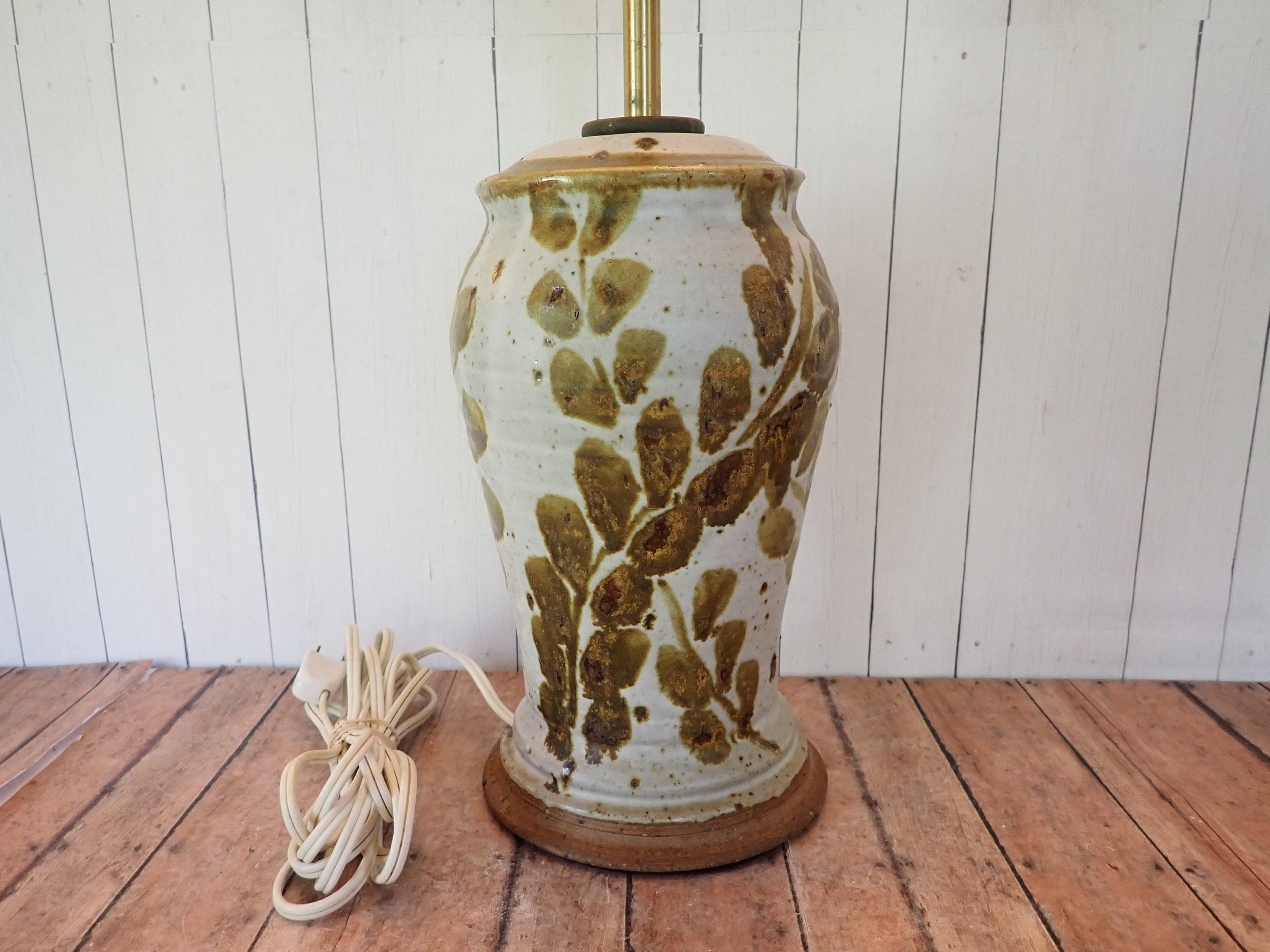 Vintage Peggy Ahlgren Wilson Creek Pottery Table Lamp Gray with Brown