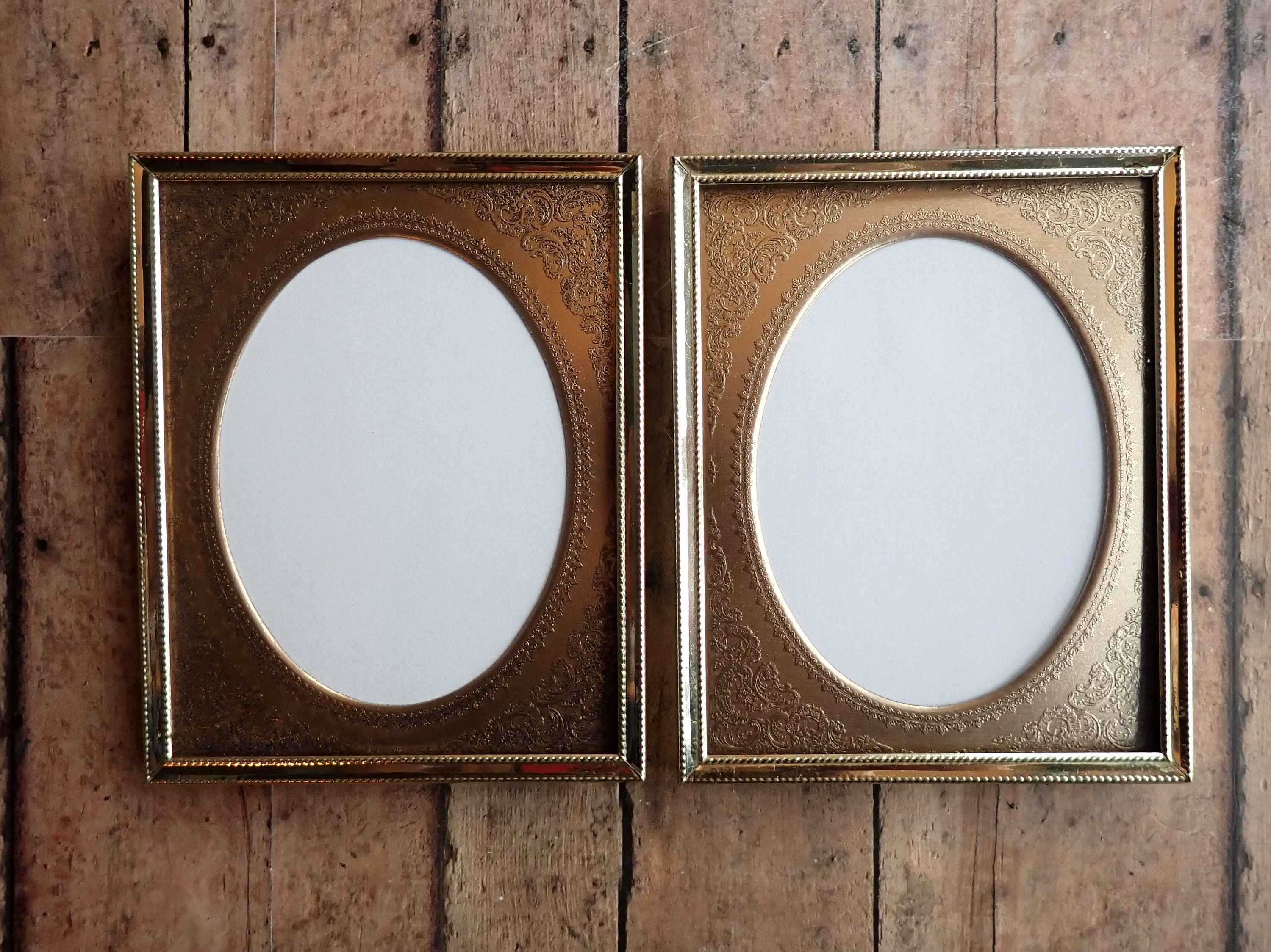 Vintage 4x5 Metal Gold Brass Colored Photo Picture Frame Set of 2