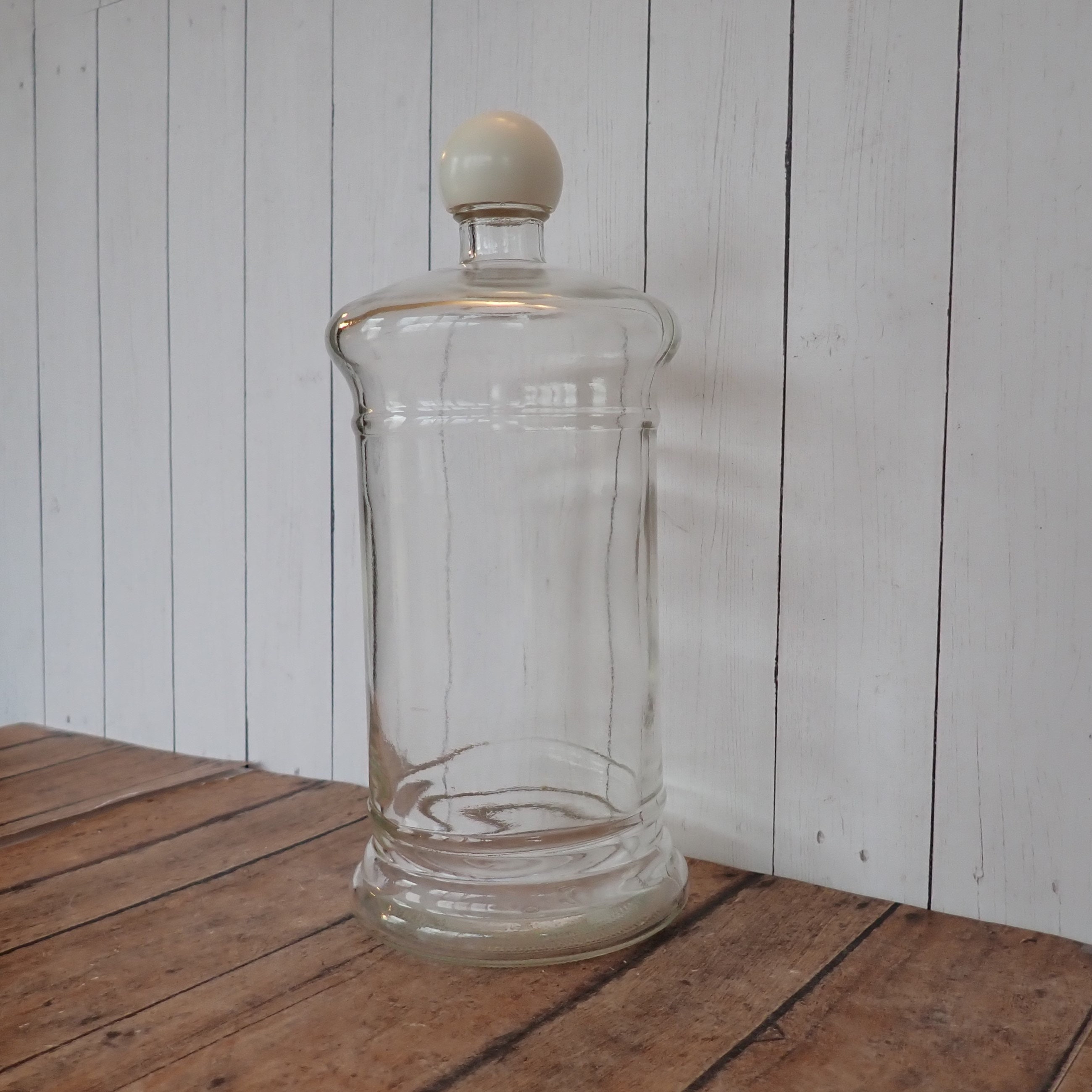 Vintage Clear Glass Lavoris Bottle Apothecary Style Bottle with White