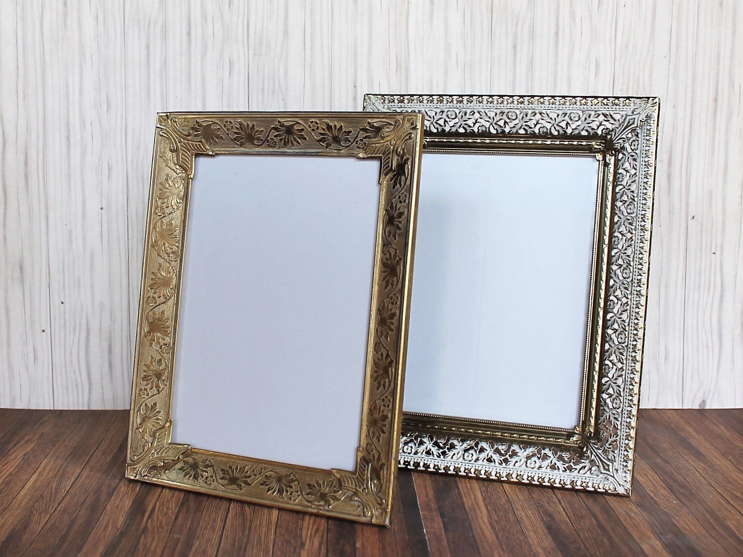 Vintage 5x7 Gold Metal Brass Colored Photo Picture Frame Set of 2 ...
