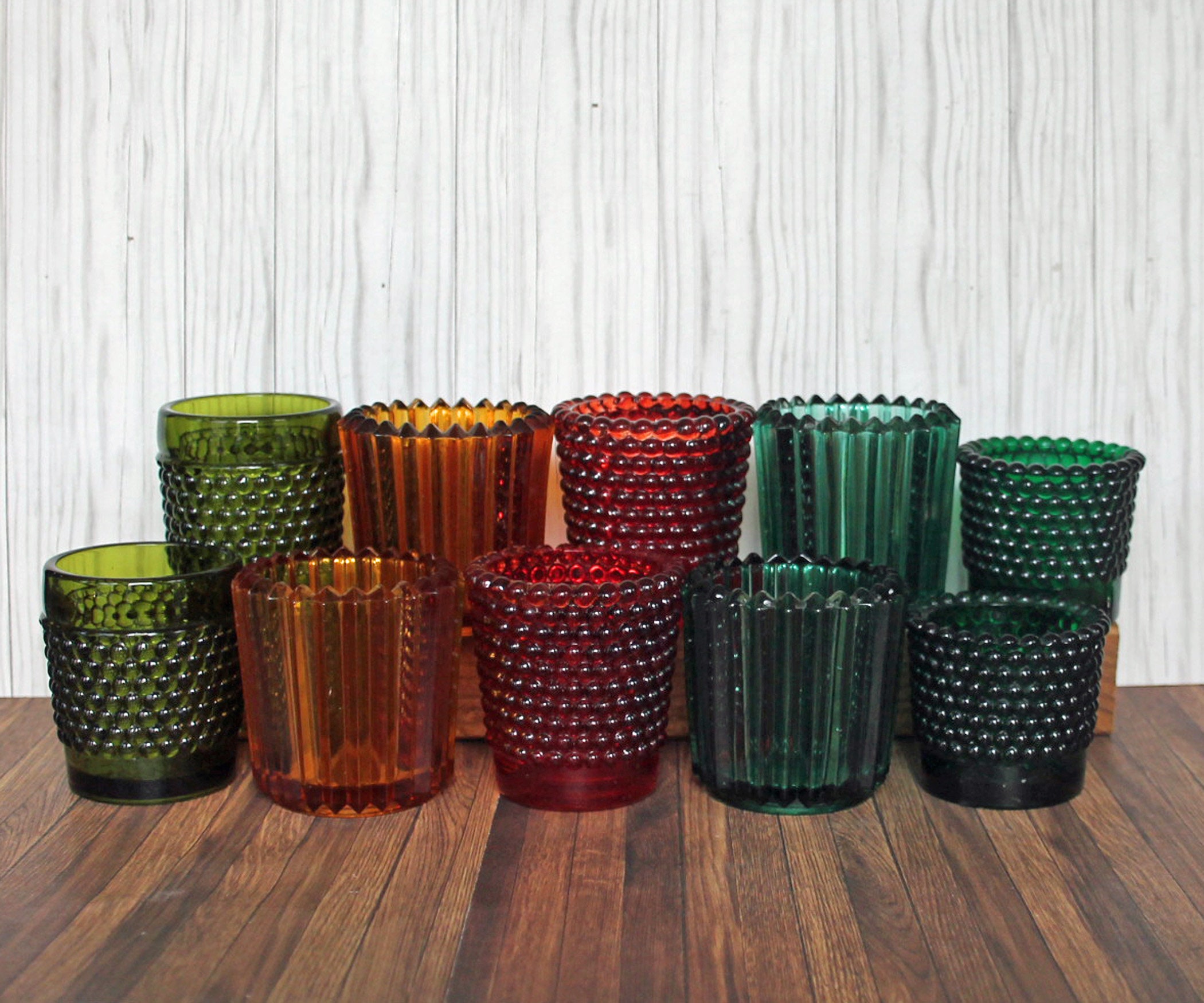 Vintage Glass Votive Candle Holder Cups PAIRS YOU CHOOSE Set of 2