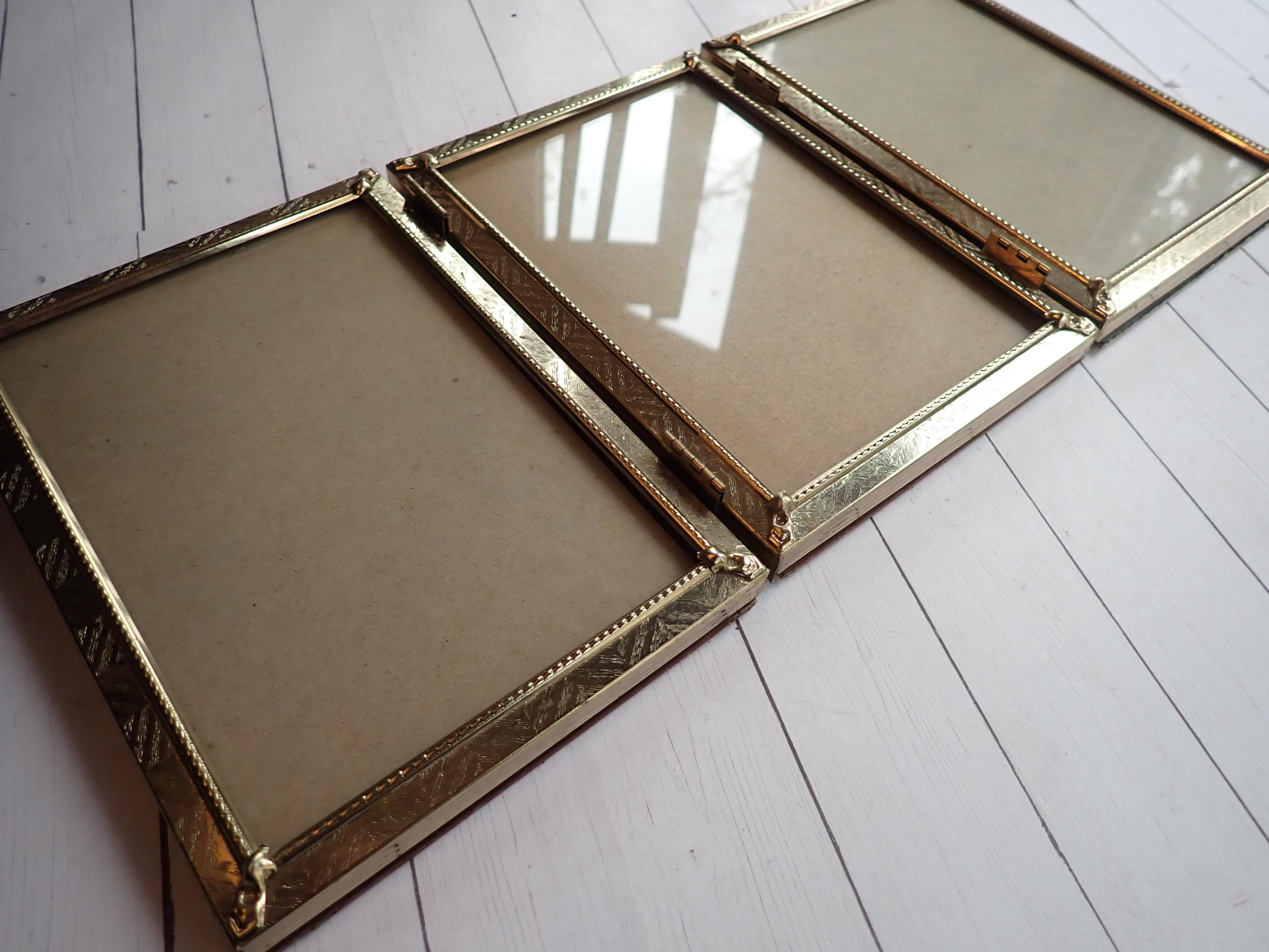 Vintage Brass Gold Metal Triple Hinged 5x7 Three Part Photo Picture ...