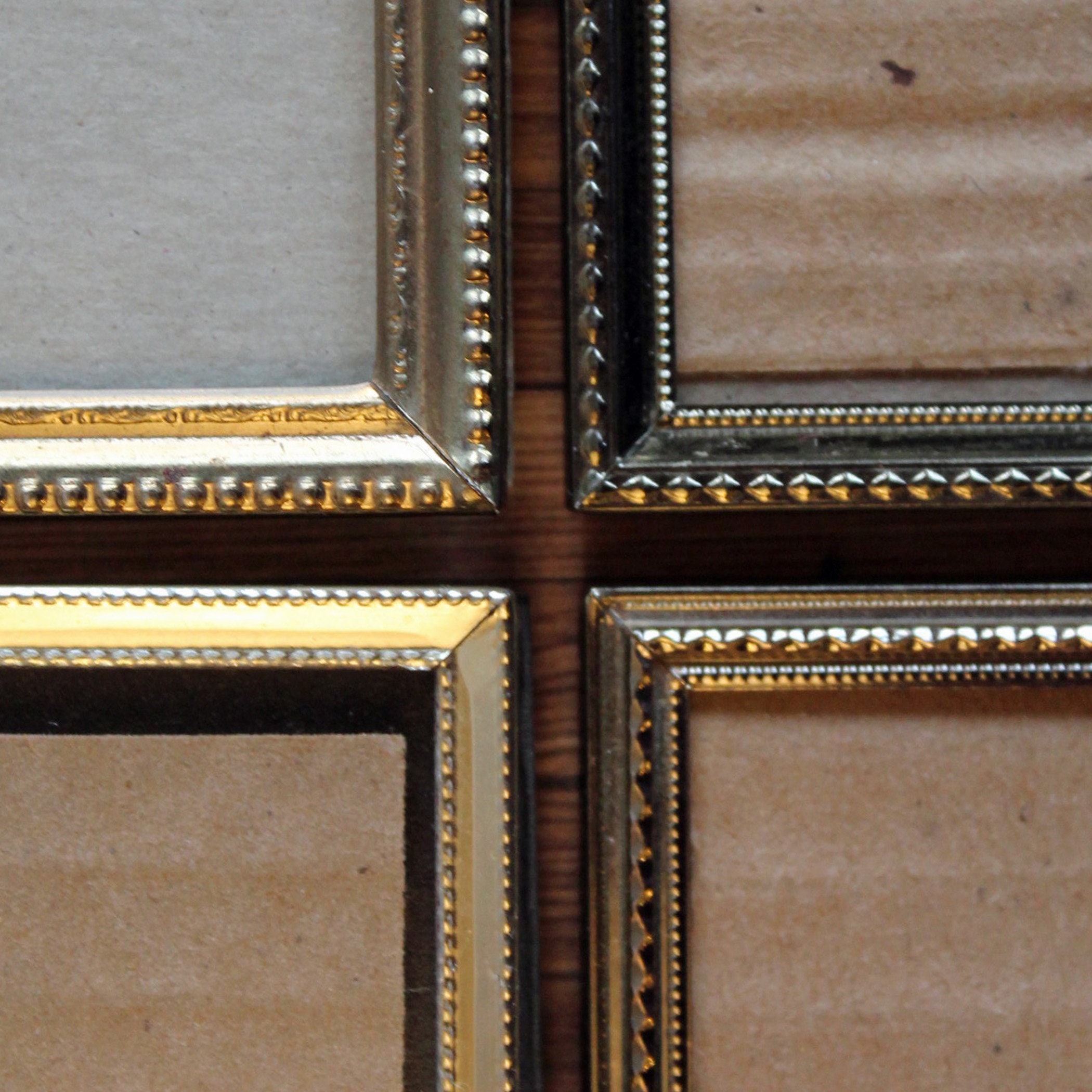 Vintage 2x3 Metal Gold Brass Colored Photo Picture Frame Set of 4