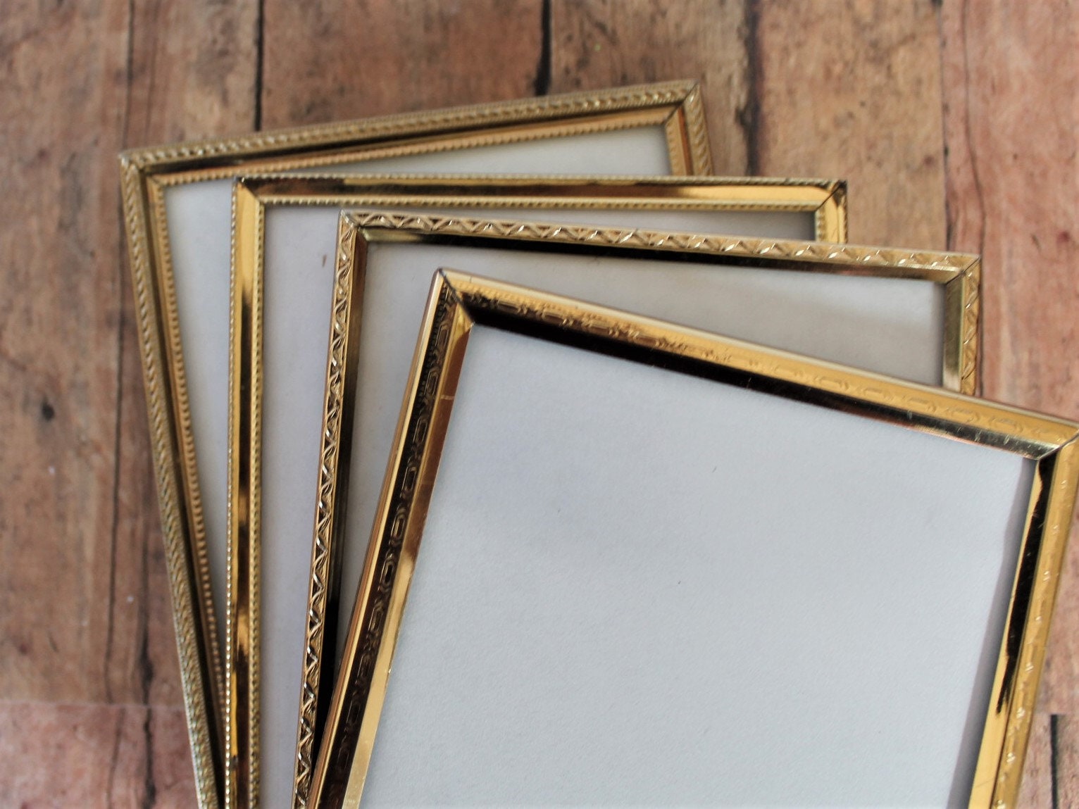 Vintage 4x5 Metal Gold Brass Colored Photo Picture Frame Set of 4