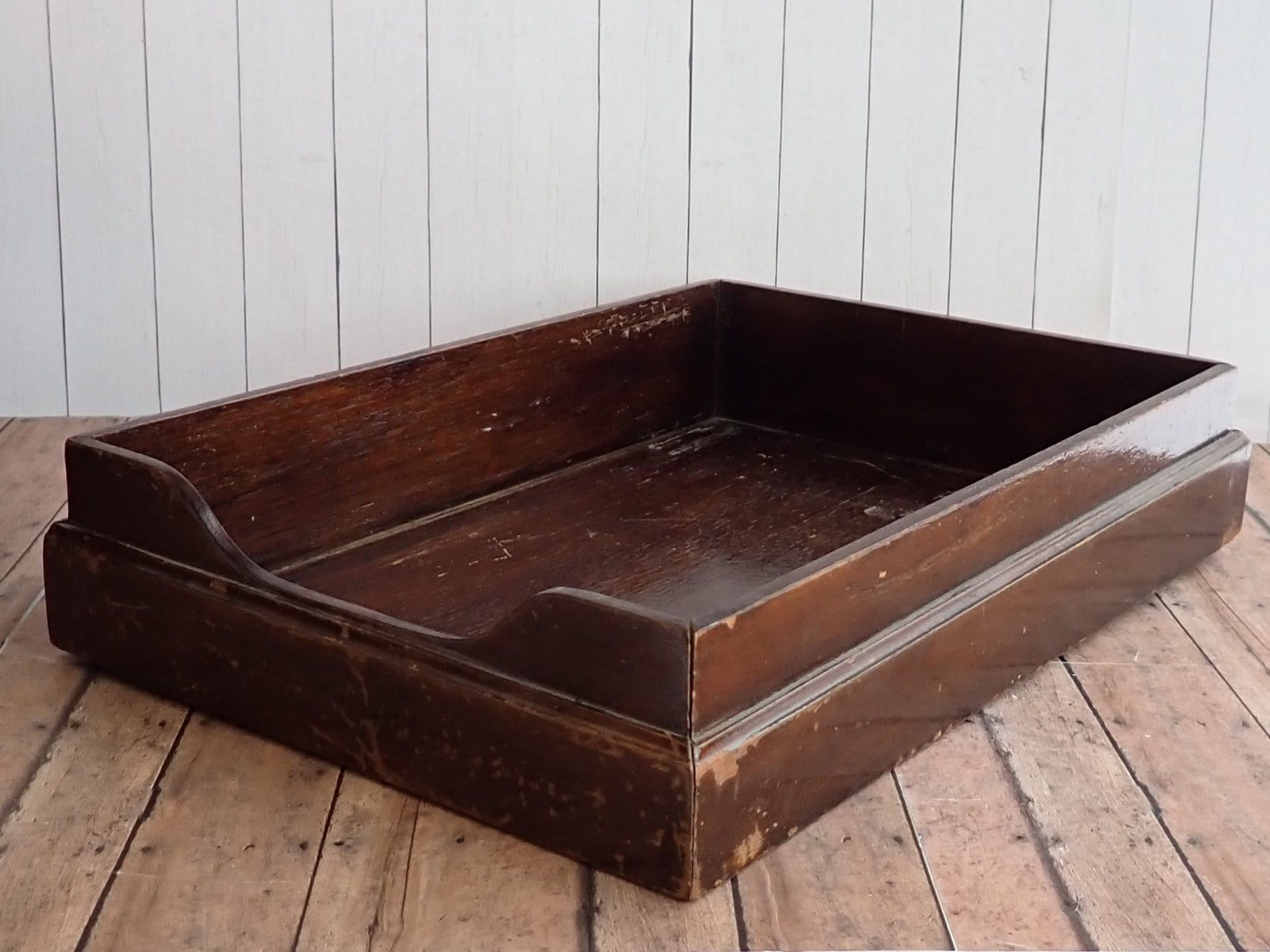 Vintage Wooden Paper Tray Desk Office Storage Wood Organizer Decor US