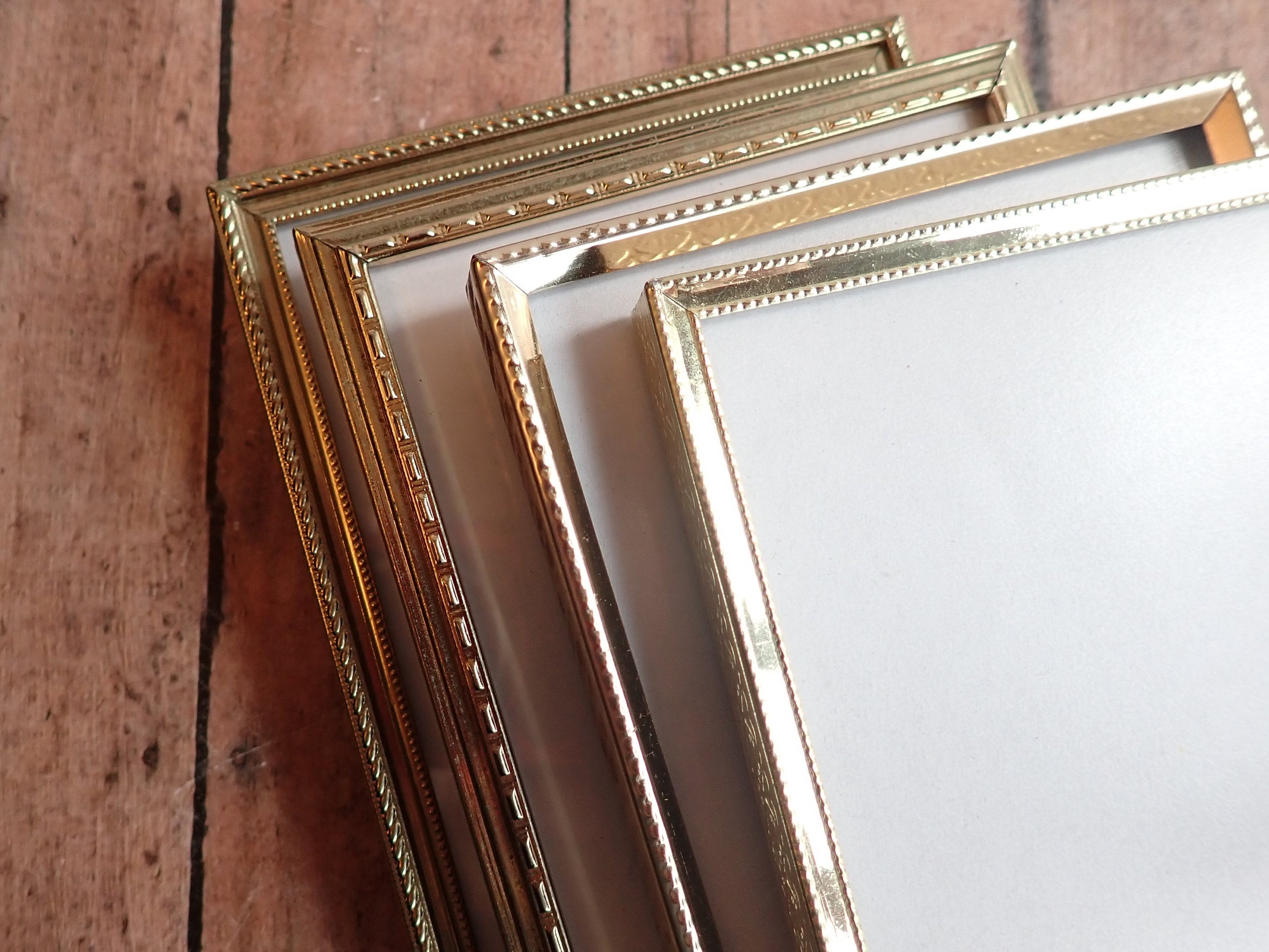 Vintage 4x5 Metal Gold Brass Colored Photo Picture Frame Set of 4