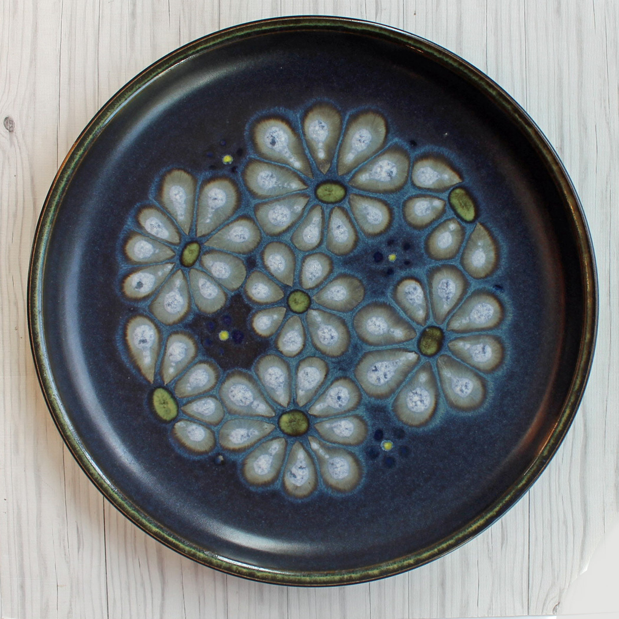 Vintage Denby KISMET BLUE 10 Dinner Plate Blue Stoneware with White