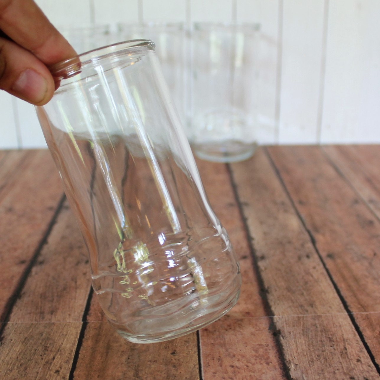 Vintage Jelly Jar Tumbler Glasses Set of 4 Tumblers with Rounded Bottom