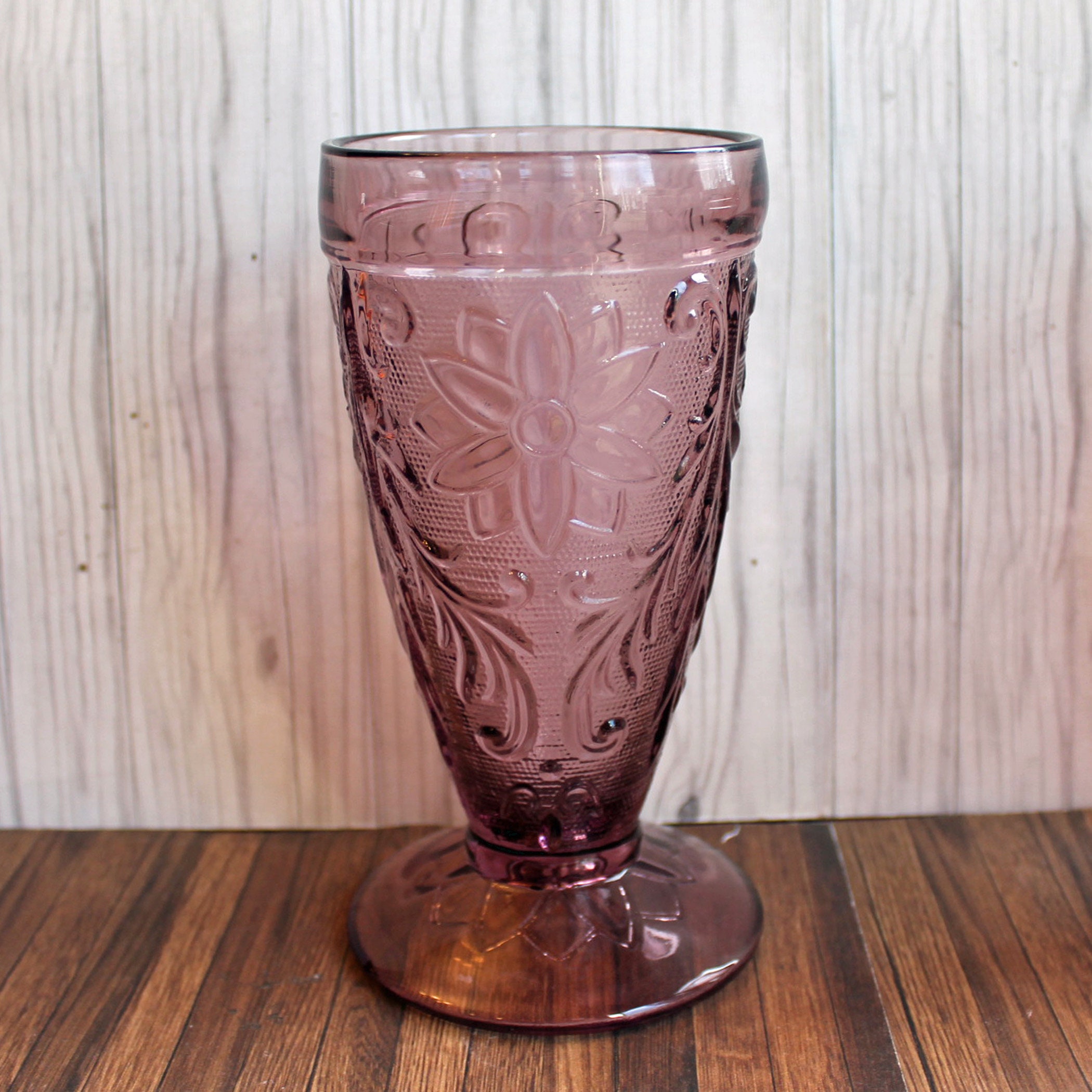 Vintage Indiana Glass Tiara SANDWICH Purple Amethyst Iced Tea Glasses Tumblers Set of 4 Daisy