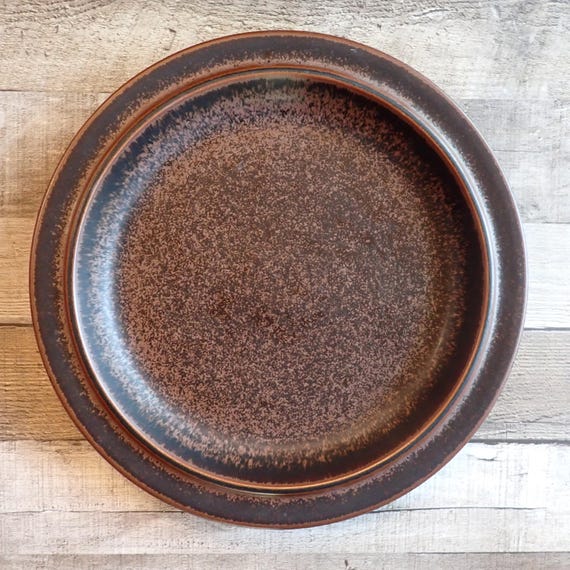Vintage Arabia of Finland RUSKA 13" Round Chop Plate Serving Platter Brown Stoneware