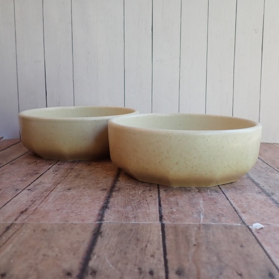 Vintage Mikasa Indian Feast SPECKLED BISCUIT Cereal Bowl Set of 2 Cream Beige Stoneware Bowls