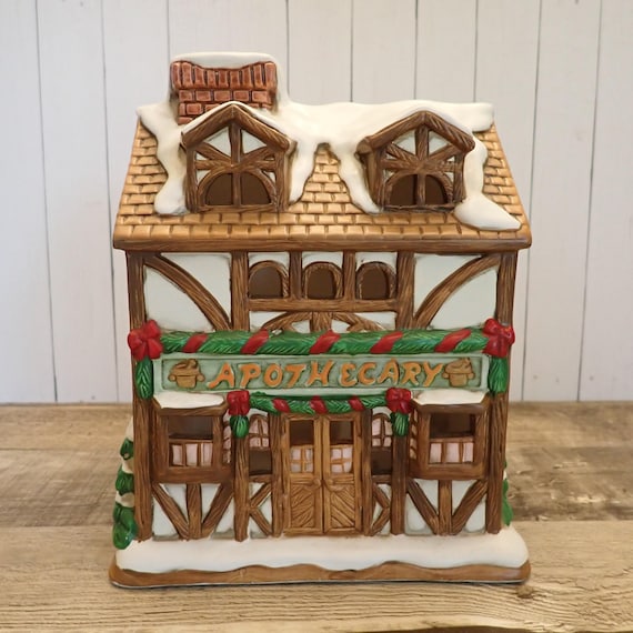 Vintage LEFTON Colonial Village Tudor Apothecary Shop Building 1991 No Box 07961
