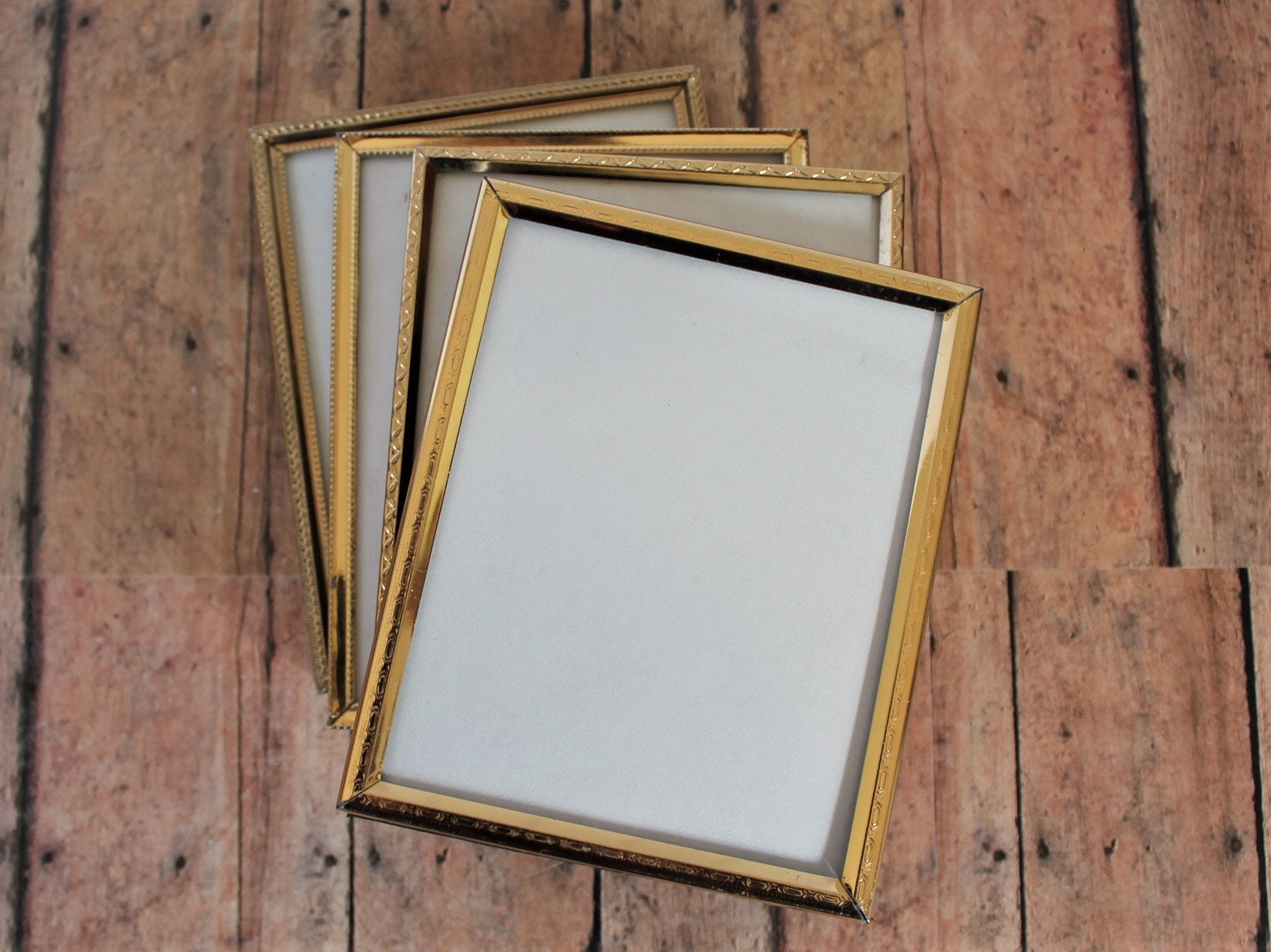 Vintage 4x5 Metal Gold Brass Colored Photo Picture Frame Set of 4