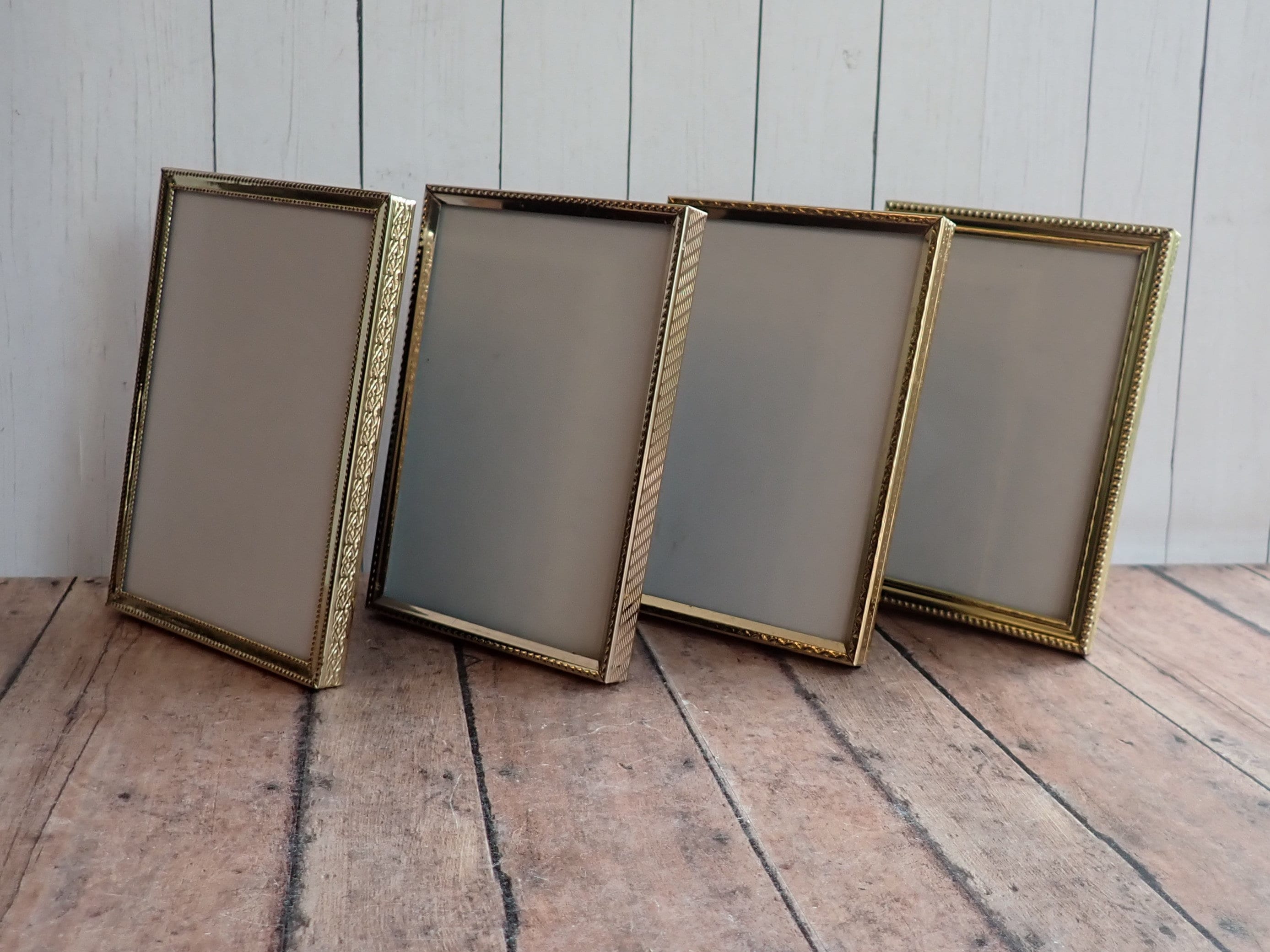 Vintage 3x5 Metal Gold Brass Colored Photo Picture Frame Set of 4
