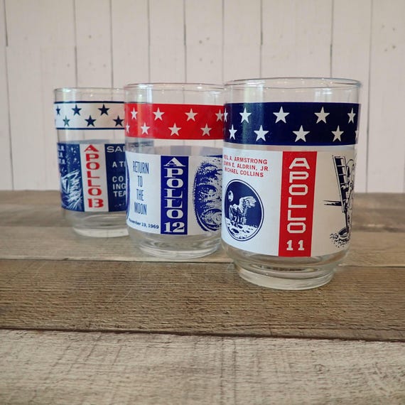 Vintage Libbey Apollo Mission 11 12 13 Glasses