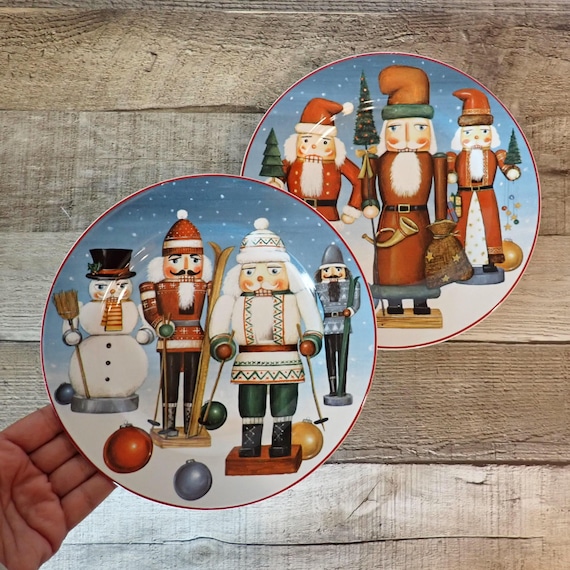 Vintage DC Brown Nutcracker Salad Plate Set of 2 Christmas Plates