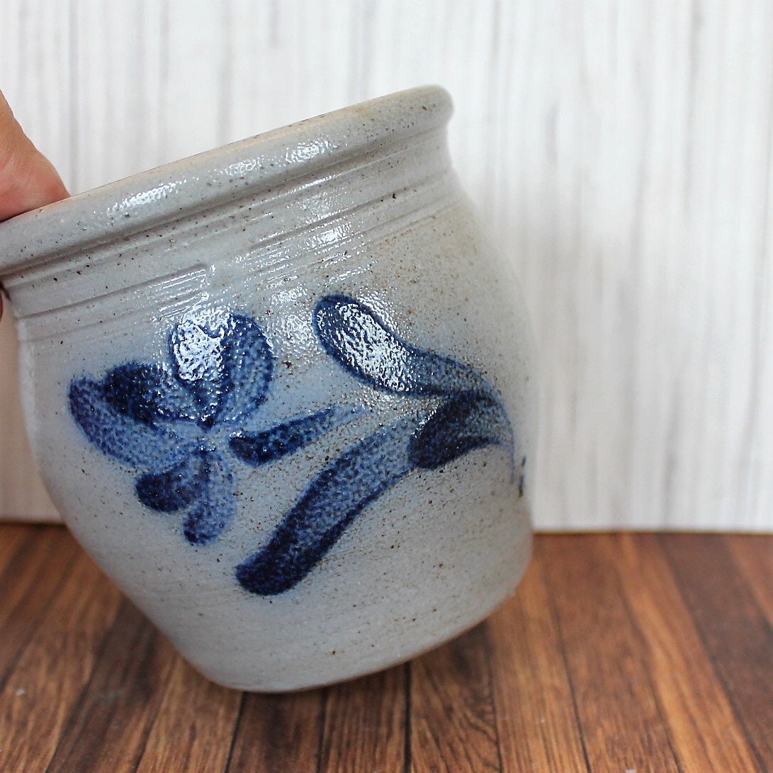 Vintage Rockdale Union Stoneware Pottery Crock Vase Planter Candle