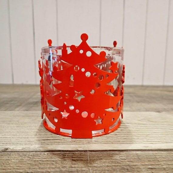 Vintage Waechtersbach CHRISTMAS Tree Votive or Tealight Candle Holder Red Metal