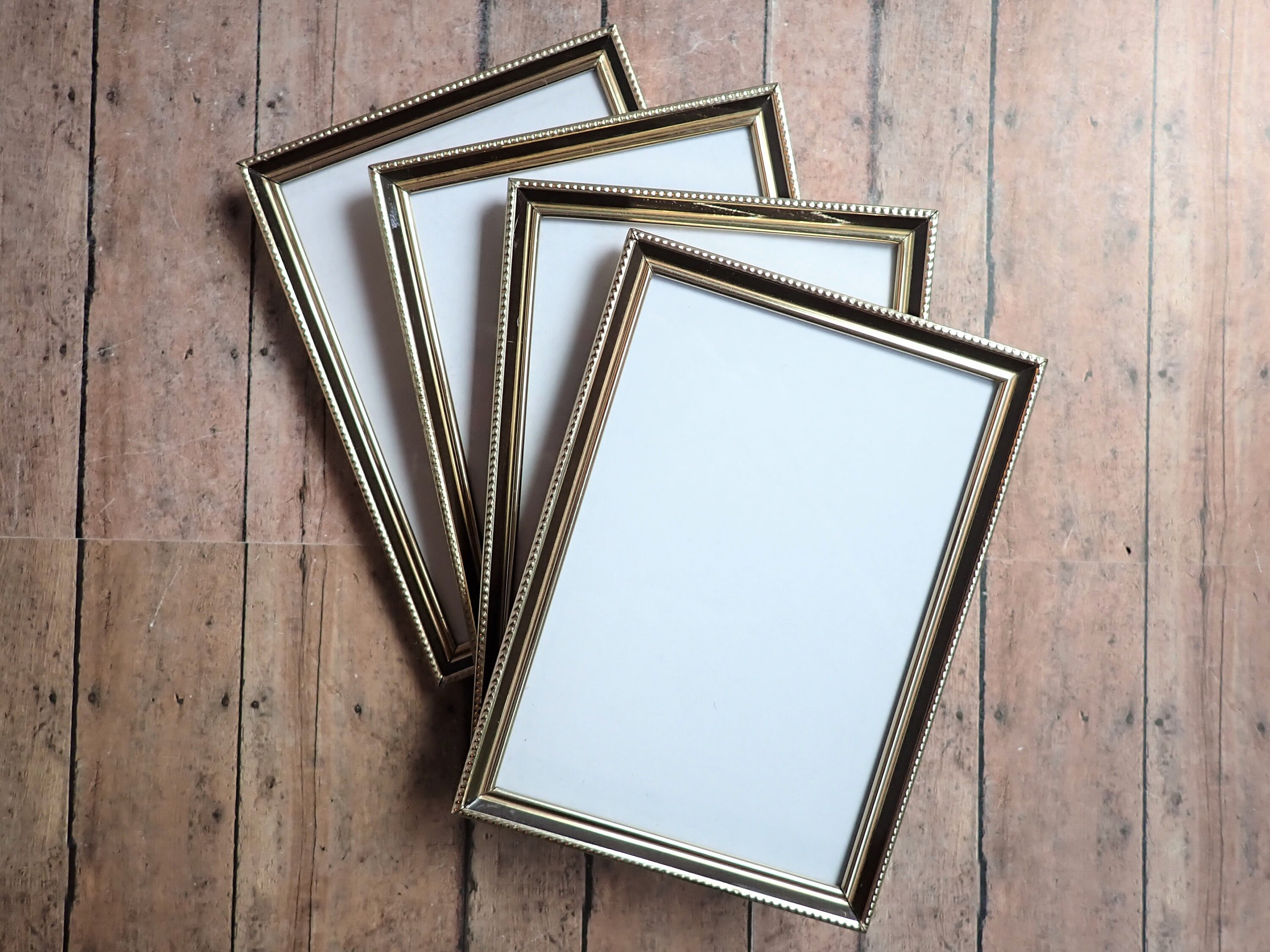 Vintage 5x7 Metal Gold Brass Colored Photo Picture Frame Set of 4