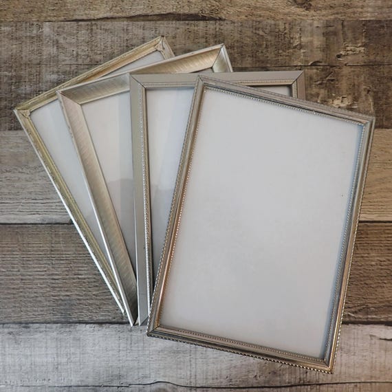 Vintage Silver Metal 5x7 Photo Picture Frame Set of 4 Frames 5" x 7"