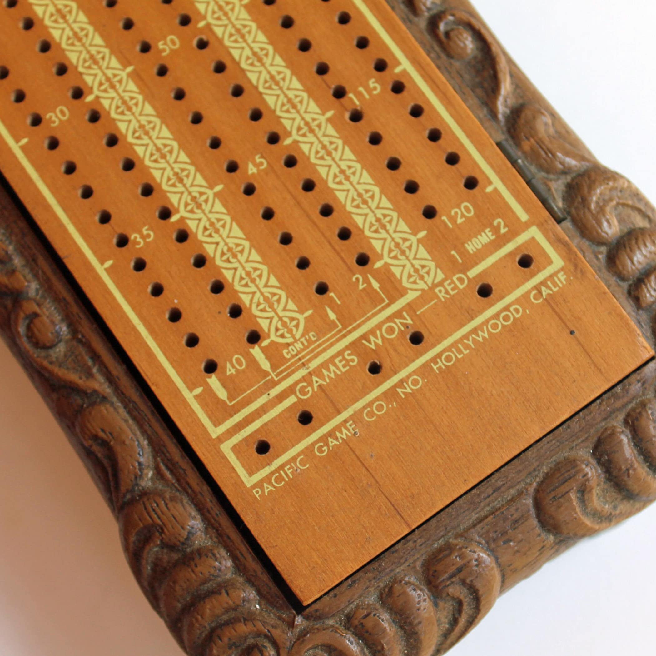 Vintage Pacific Game Company Wooden Cribbage Board with Plastic Faux