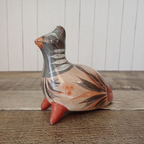 Vintage Burnished Tonala Bird Dove Figurine Mexican Pottery