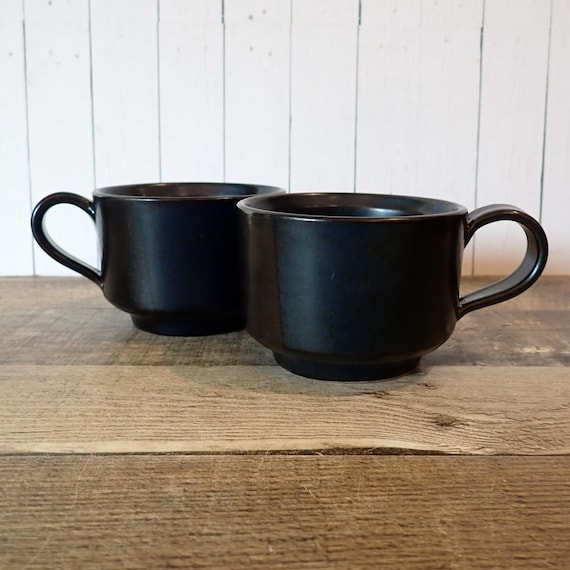 Vintage Iron Mountain Stoneware BLUE RIDGE Cup Mug Set of 2 Blue Modern Pottery