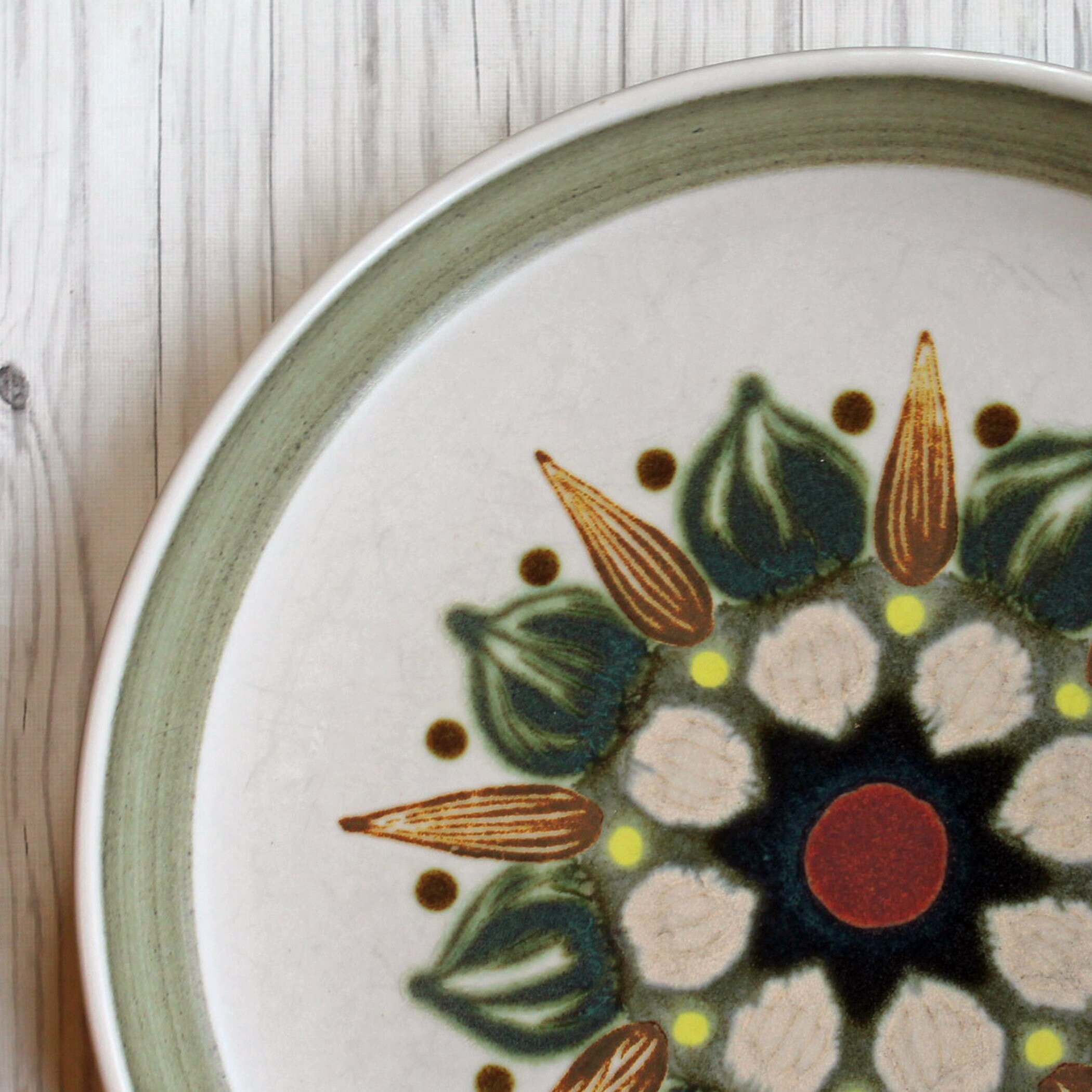 Vintage Denby Langley SHERWOOD Dinner Plate Set of 3 Green Rustic