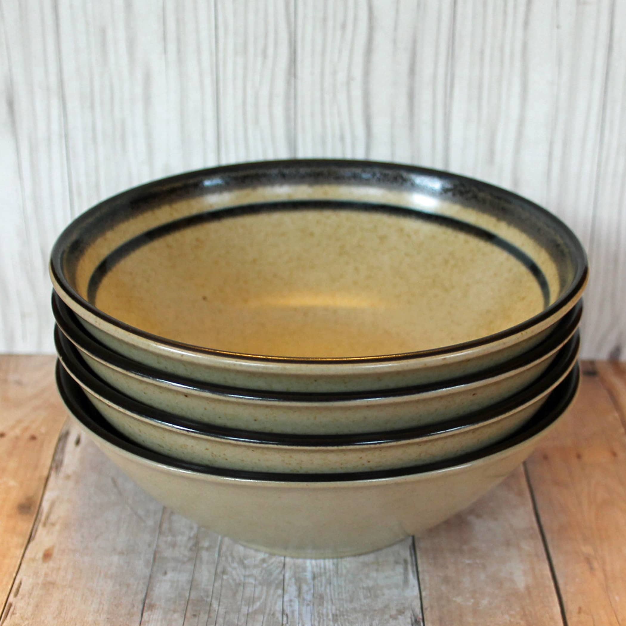 Vintage Noritake BLUEBERRY Stoneware Cereal Bowls Set of 4 Tan Grey