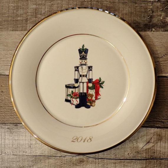 Vintage Lenox Holiday Annual Accent Luncheon Plate 2018 with Nutcracker Design Christmas Plate
