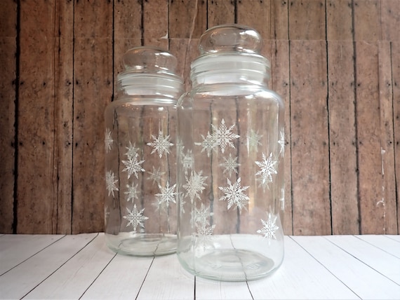 Vintage Christmas Candy Jar Clear Glass Holiday Jar With Lid