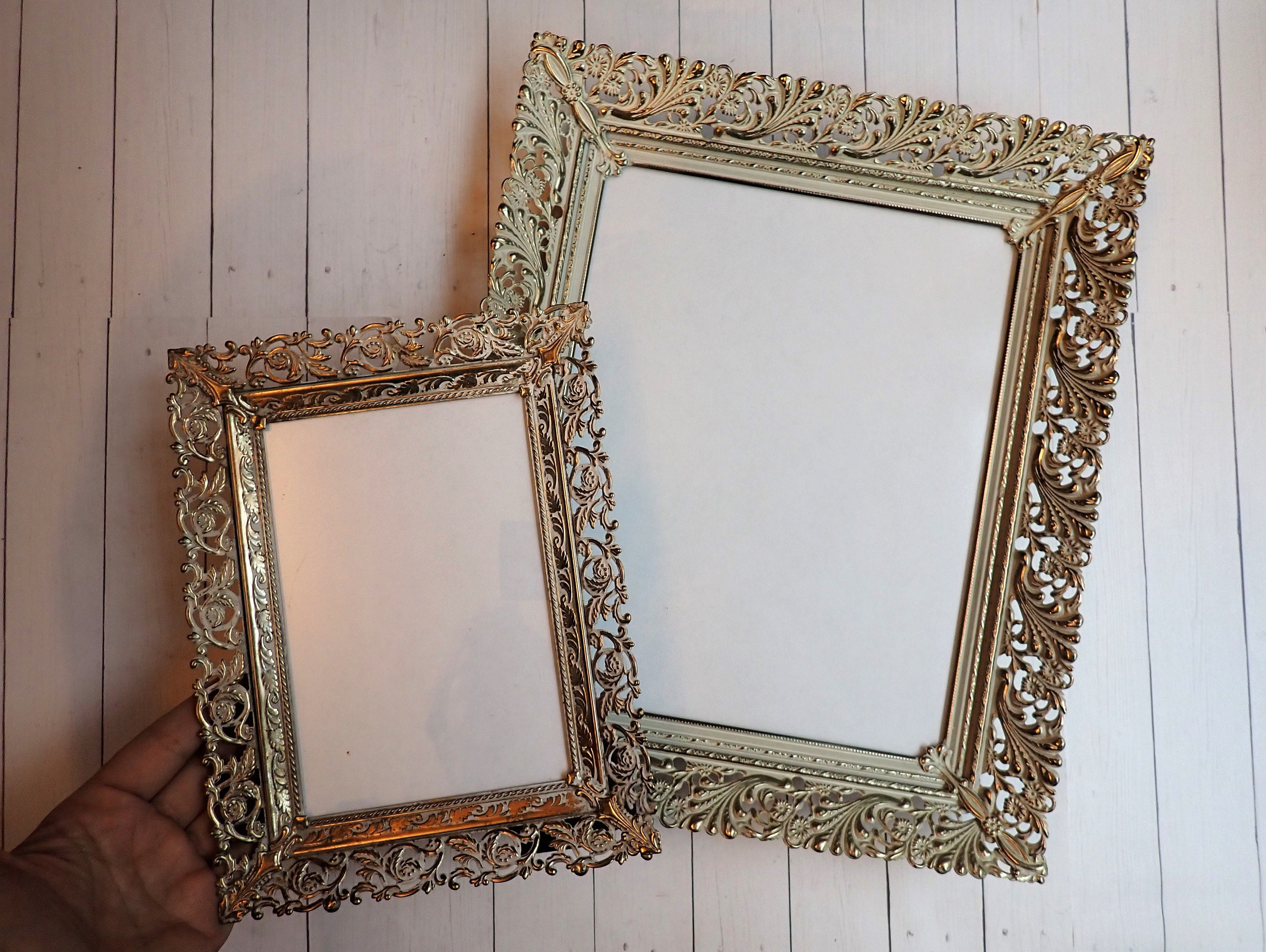 Vintage 8x10 and 5x7 Brass Gold Photo Picture Frame Set of 2 Filigree ...