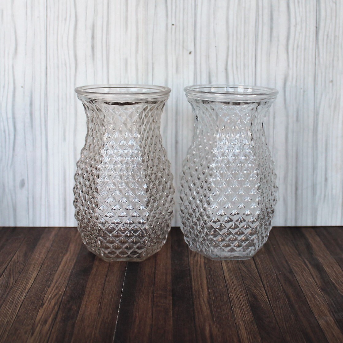 Vintage Clear Glass Pineapple Vase Set of 8 Wedding Vases Centerpiece