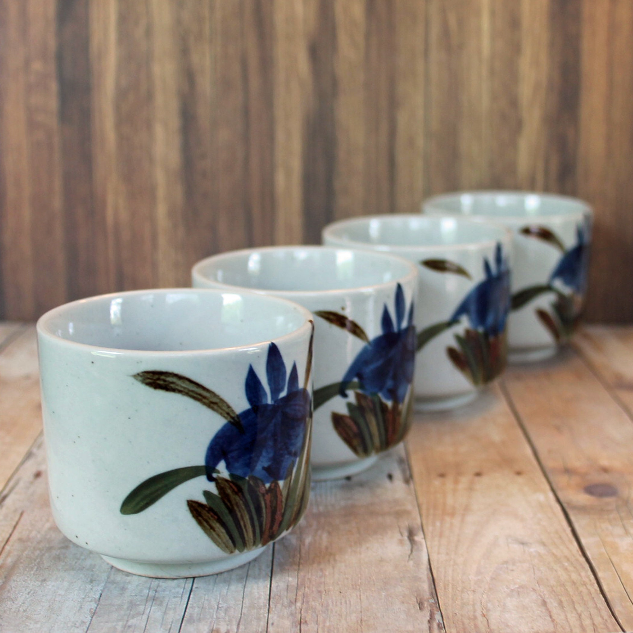 RESERVED Vintage Ceramic Sake or Tea Cups Set of 4 Ceramic White with