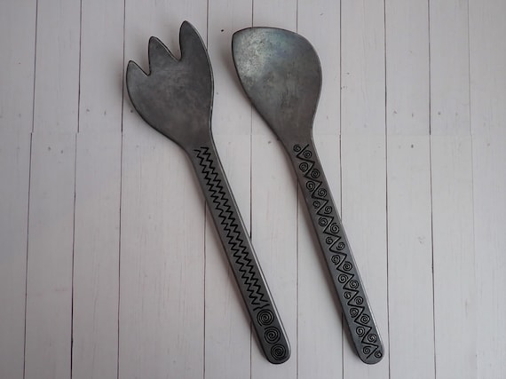 Vintage Wilton Reggae Pewter Salad Set Spoon and Fork Set