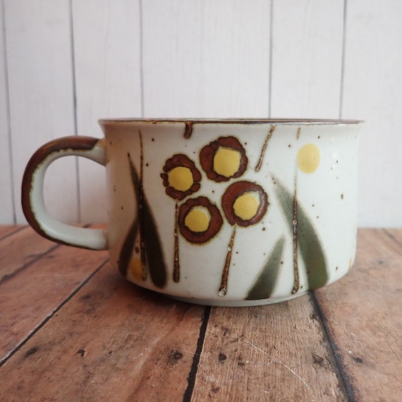 Vintage Stoneware Soup Bowl Mug with Handle