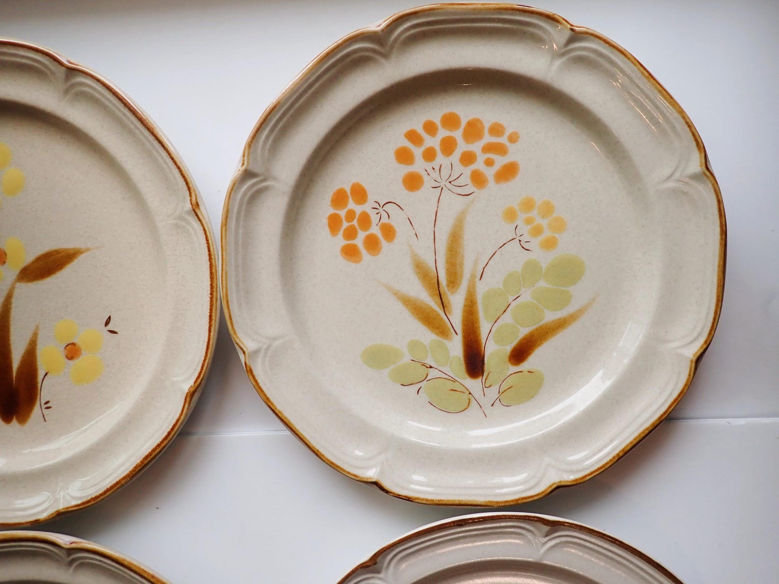 Matching Plate Vintage Mismatched Stoneware Dinner Plate Set of 4 Mix and Match Plates ...